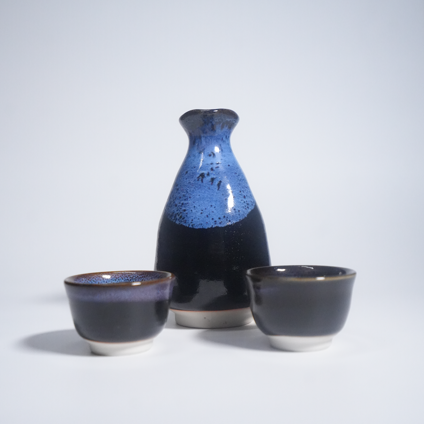 Mino ware Pottery Sake Set - Deep Ocean